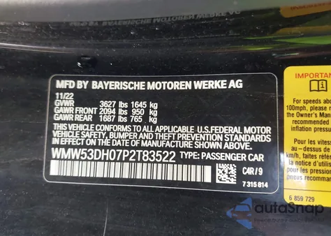 2023 Mini Hardtop Cooper S z USA, uszkodzony, nr VIN WMW53DH07P2T83522